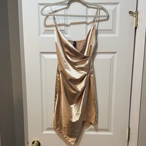 Windsor Gold Asymmetrical Satin Dress